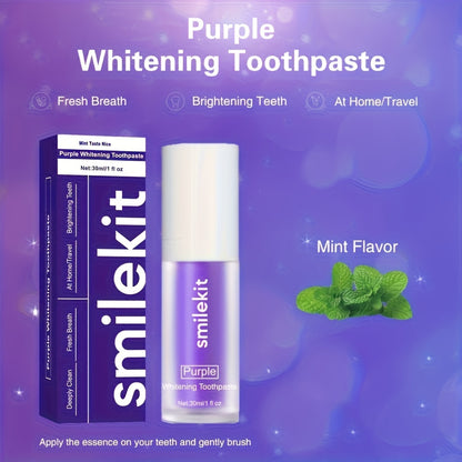 Minty Fresh Purple Whitening Toothpaste - Deep Clean, Gentle on Gums, Freshens Breath, Portable for Travel & Home Use