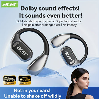 Auscultadores sem fios Acer OHR510 Pure Bass Sound - Novo modelo com design supra-auricular, bateria de longa duração e som de alta qualidade para desporto.
