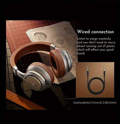 Picun Over-Ear Wireless Headphones, Wireless 5.3 with Low Latency Mode, Dual Composite Drivers for Hi-Fi Sound, 60H Playtime & Real-Time Battery Display, Wired/Wireless Dual Mode, Adjustable Head