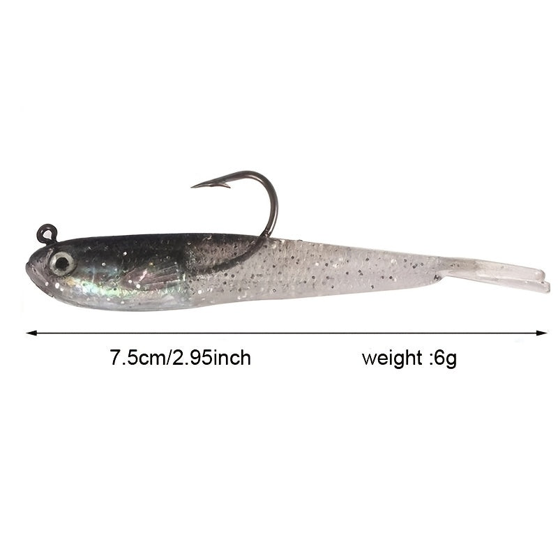 5pcs Premium Silicone Fishing Lures - Soft Artificial Bait with Sharp Hooks for Saltwater and Freshwater Fishing - Lifelike Design for Increased Catch Rates