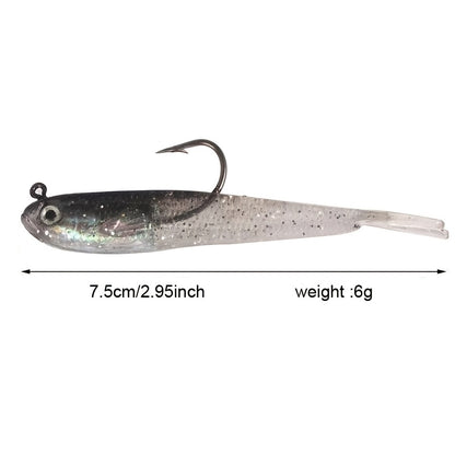 5pcs Premium Silicone Fishing Lures - Soft Artificial Bait with Sharp Hooks for Saltwater and Freshwater Fishing - Lifelike Design for Increased Catch Rates