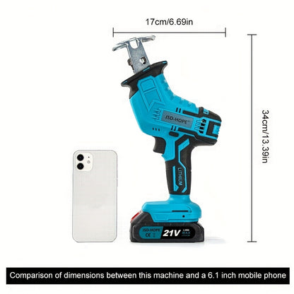 JSD-HOPE - Serra Elétrica Recíproca Similar à Motosserra (Simulação) - Serra elétrica portátil com bateria de iões de lítio, compatível com as lâminas A23/A33/A43/A53, ficha europeia (220-240V) para projetos de jardinagem e paisagismo.