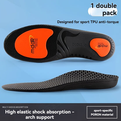 1 Pair MADIFW  Support Sports Insoles - Upgraded TPU Anti-Torque 3.0 System, High Elastic Shock Absorption, Breathable & Comfortable for Active Lifestyles, Black with Orange Accents
