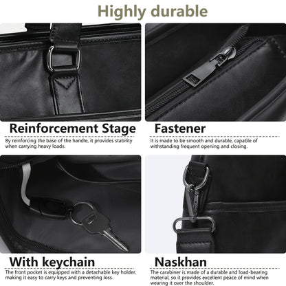 RAINSMORE Men's large-capacity 15.6-inch laptop briefcase Men's PU Leather briefcase shoulder bag commuting business bag