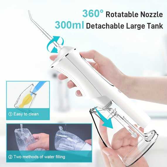 Wireless Water Flosser for Teeth Cleaning, Rechargeable Portable Oral Irrigator with IPX7, USB Charging, Battery, 36V Voltage, 360° Rotating Nozzle, 3-Speed Adjustable, 3-Mode Operation, 3-Mode Operation