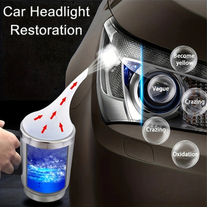 BESPER Car Headlight Restoration Kit with 500ml Restoration Fluid & Fogging Cup - Oxidized Yellowed/Scratched/Blurred Headlight Restoration, Durable Plastic, Easy-Use Design for Enhanced Visibility & Safety, Vehicle Lighting
