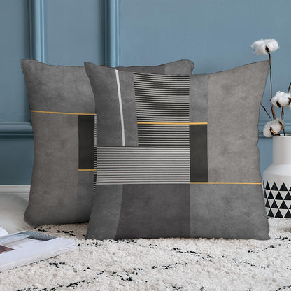 2pcs Modern Geometric Throw Pillow Covers, 45.72x45.72 cm, Dual-Sided Design, Soft Polyester, Zip Closure - Perfect for Living Room & Bedroom Decor (Inserts Not Included)