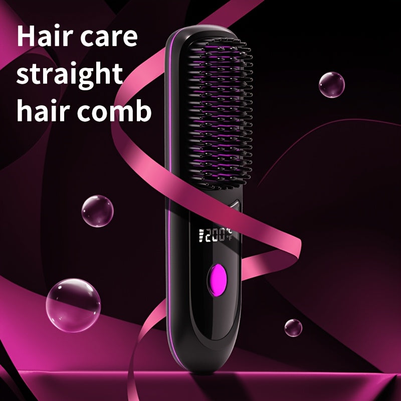 New USB-C Rechargeable Straightener, Fast & Seat Charging Modes, 20S Quick Heat, 3-Speed Temperature Control, Anti-Scald Design, 2600mAh/3200mAh Battery, 3D Tooth Comb, Ceramic Hair Protection Layer, LCD Display, Wireless Por
