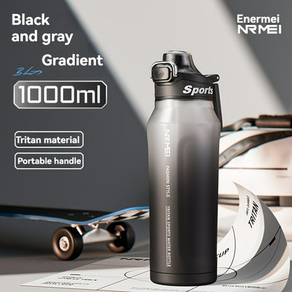 Garrafa de água desportiva NRMEi com palhinha, tampa flip-top e pega portátil - Design durável, resistente a impactos e antiderrapante para ginásio, atividades ao ar livre e hidratação. Acabamento brilhante e elegante. Material livre de BPA.