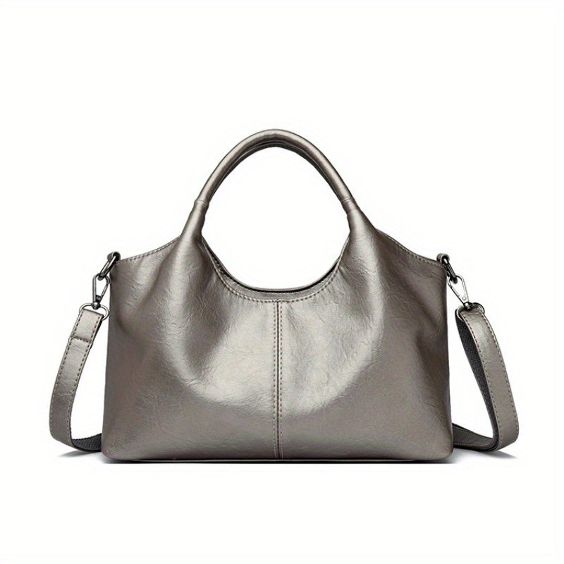 Women'S Stylish Black Leather Tote Bag - Large Capacity, Multi-Compartment Design with Zipper Closure, Perfect for Work, Travel, and Everyday Use, Travel Tote Bag | Versatile Shoulder Bag | Durable Zipper Closure, Large Tote
