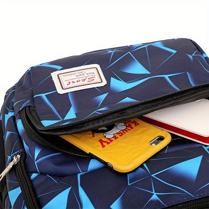 Colorblock Backpack, Casual Design Schoolbag For Travel And School Use, Large Capacity Bag