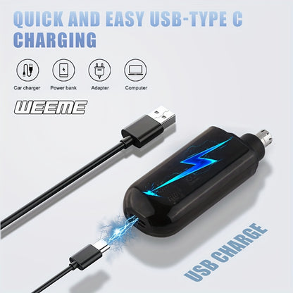 WEEME Men'S USB-Powered Ear & Nose Hair Trimmer with LCD Display, Rechargeable Battery, Ergonomic Design for Precise Trimming, Ideal Gift for Father'S Day, Birthday