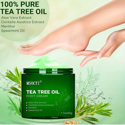 Athletes Foot Cream With Tea Tree Oil, Aloe & Spearmint - Hydrates, Softens & Conditions Dry Cracked Feet, Heel And Calluses,- Helps Soothe Irritated Skin