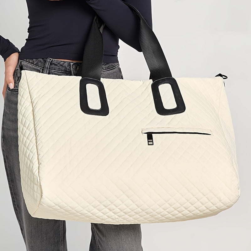 WEIXIER Spacious Multi-Pocket Travel Tote - Durable, Lightweight Women's Handbag for Weekend Getaways & Daily Use - Available in Coffee, White, Black