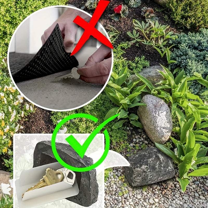 1pc, Outdoor Courtyard Hidden Door Key Box Simulated Small Stone Decoration, Yard Decor, Garden Decor
