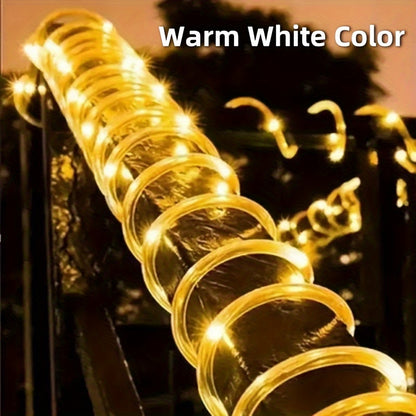 Solar LED Light Path Deck Outdoor Garden Solar String Lights Solar Rope Lights Outdoor Lighting strips Led Garland Lights For Wedding Party Christmas Halloween Decoration Garden Stair with Smart Light sensor 8 Light Modes