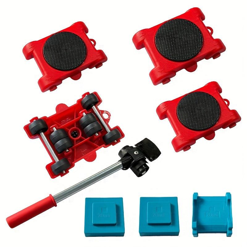 Eight-piece Furniture Moving Tool Set - 158.76 KG Load Capacity - Heavy-duty Steel Furniture Moving Tools, Easy Relocation and Moving Solutions - No Electricity Required, Durable and Reliable 360-degree Movement Tool for Home