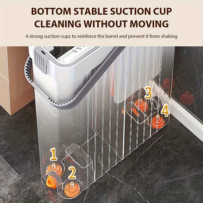 LDQ Heavy-Duty Mop & Bucket Set with 4 Washable Reusable Pads (Compatible with /Mop) - Wet/Dry Floor & Window, Space-Saving Stackable Design, Manual Operation for, Office, Commercial Use - No Required