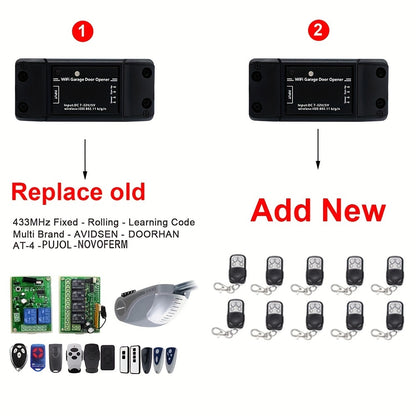 MIXIYOU Smart Garage Door Opener Controller with Sensor - WiFi & RF433MHz Receiver, Alexa & Home Compatible, App-Controlled Door Opener with Motion Sensor, Voice Command, Smart Home Automation, Compatible with  Alexa, Assista