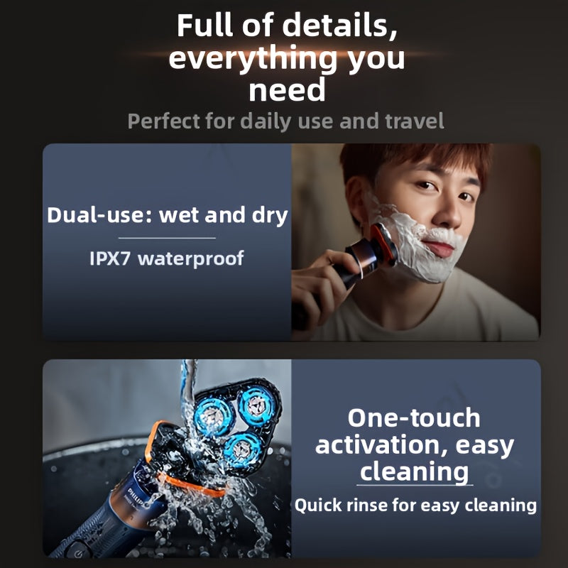 For Philips Shaver Series 5000X Electric Shaver with Wet & Dry Shaving, 360° Rotating Head, 1-Hour Quick Charge, 5-Minute Fast Recharge, 3-Blade System, USB-Powered, 46-60 Min Battery Life, Washable Razor, Ideal For Men & Wo