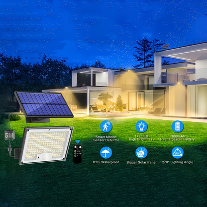 1/2pcs Solar Outdoor Lights, Motion Sensor Security LED Lights Dusk to Dawn, 2in 1 Solar Flood Lights IP65 for Yard Driveway Lighting, (172pcs LED Solar Flood Lights)