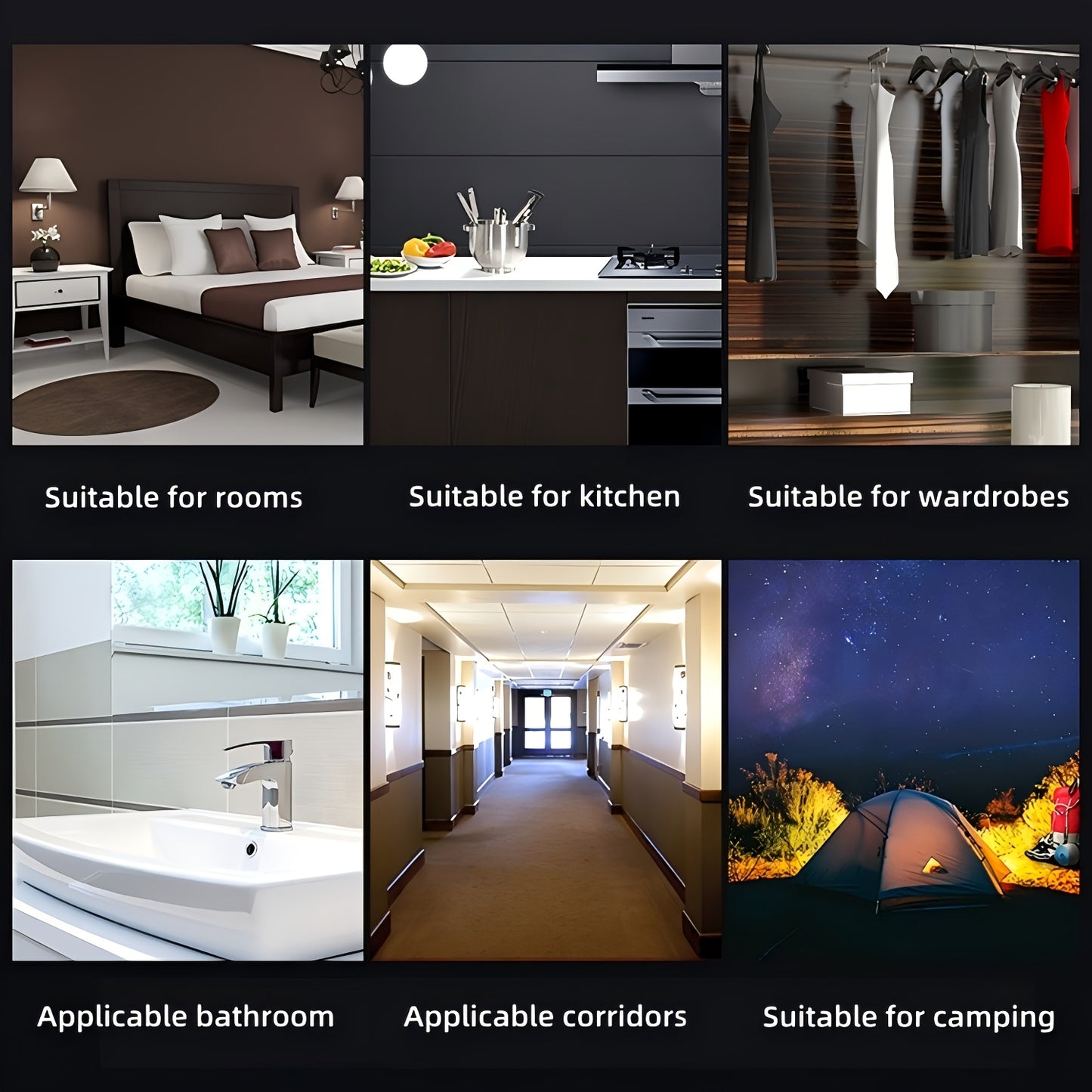 Wireless LED Touch Light for Car Interior, Suitable for Trunk Storage Box, USB Rechargeable Reading Lamp.