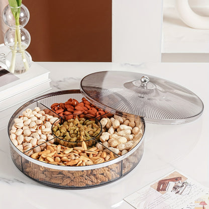 1pc, Candy Servers With Lid, 10.92in/28cm Clear Amber Gray Candy Snack Organizer, Candy Jar With Lids, Wedding Birthday Graduation Holiday Party Supplies, Home Decor