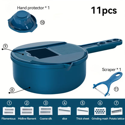 12-In-1 Multi-Functional Vegetable Chopper Carrots Potatoes Manually Cut Shred Slicer Radish Grater Kitchen Tools Vegetable Cutter For Hotel/Commercial