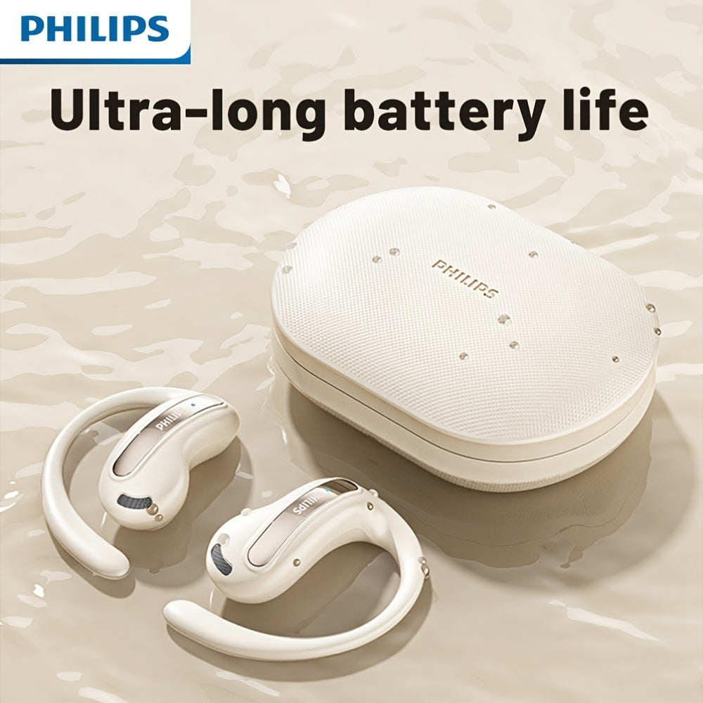 For Philips 2025 New Style True Wireless Music Headset Gaming Earbuds - Wireless, Noise Cancelling, Built-in Microphone, USB Rechargeable, Open Back Design for Running, Sports, Android & for iPhone, Gaming Headphones, Sleek E