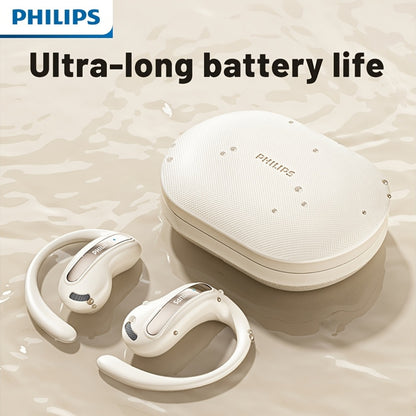 For Philips 2025 New Style True Wireless Music Headset Gaming Earbuds - Wireless, Noise Cancelling, Built-in Microphone, USB Rechargeable, Open Back Design for Running, Sports, Android & for iPhone, Gaming Headphones, Sleek E