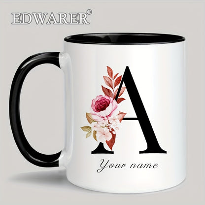 1pc A-Z Letter Custom Personalized Coffee Mug, Water Cup, Photo Text Ceramic Mug 11oz, Graduation Appreciation Thank You Holiday Birthday Gifts, Valentine's Day, Christmas, Birthday, Anniversary Mug Gift, Drinkware For Restau