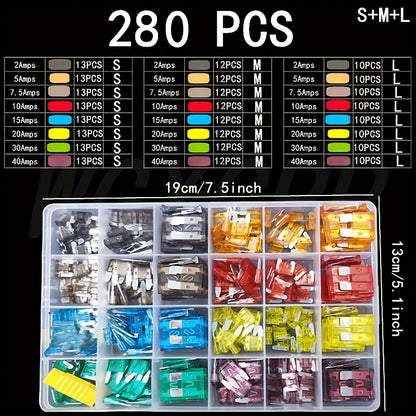 50/100/120/280/306pcs Automotive Fuse Combination Kit, Medium Duty, Fuse Blade Type for Marine·Car·Truck·Tram·Fuse Replacement 2A 3A 5A 7.5A 10A 15A 20A 25A 30A 35A
