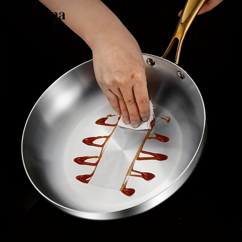 Sunfiona Tri-Ply Stainless Steel Frying Pan Set of 3,21.84/23.88/25.91/27.94/29.97cm Chef's Pans,Skillets,Induction Cookware,Pots and Pans Set,Dishwasher and Oven Safe