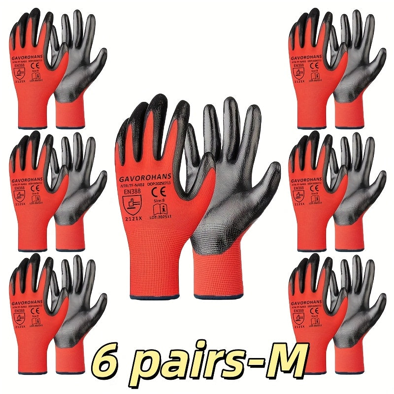 Conjunto de 6 a 12 pares de luvas de jardinagem, luvas de trabalho, luvas de trabalho para homem, luvas para limpeza de lixo de jardinagem, luvas de jardinagem para mulher, ferramentas de jardinagem, luvas de trabalho para jardinagem.