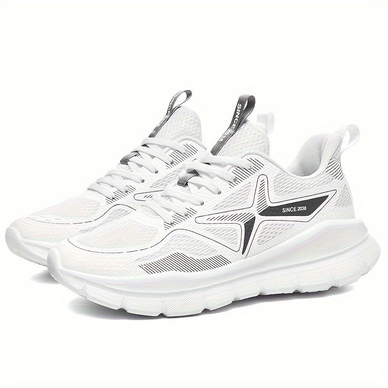 Men's Breathable Sneakers - Stylish Solid Color, Shock-Absorbing for Running and Casual Wear, Durable & Comfortable