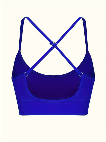 3 pcs Breathable Criss Cross Sports Bra for Women - Sleeveless Yoga Crop Top with Adjustable Straps - Perfect for Fitness and Activewear