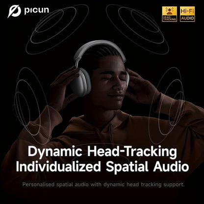 Picun F8 Pro Wireless Over-Ear Headphones with 52dB Hybrid ANC, Hi-Res Audio, Detachable Fabric Ear Cushions, Smart 5-Mic ENC, 140-Hour Standby, and Seamless Dual-Device Connectivity, Black, Wireless Headphones, Modern Headph