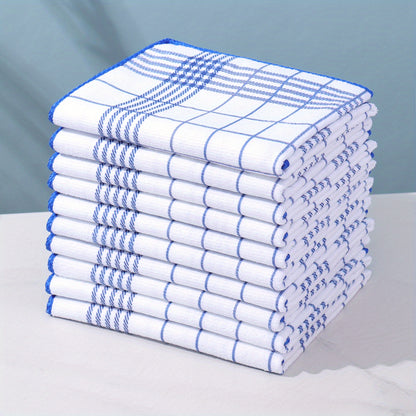 5/10pcs Absorbent and Fluff-Free Dish Cloths, Large 40*60cm Suitable for Quick Cleaning, Suitable for Coffee Machines, 4 Colors Kitchen Tea Towels, Grid and Square Kitchen Towels, Kitchen and Restaurant, Kitchen Supplies, Gif