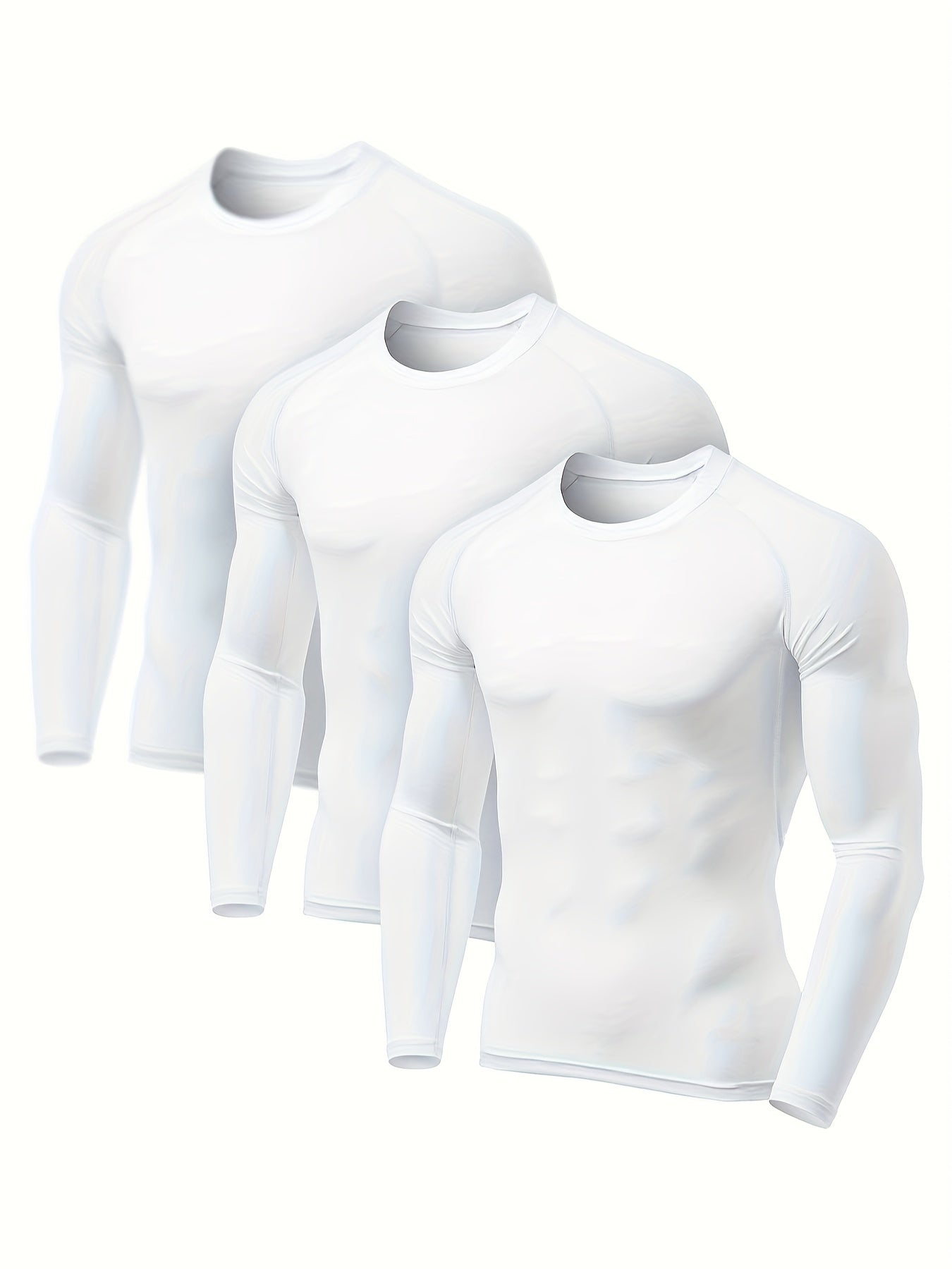 1/3 Pcs, Men's Thermal Long Sleeve Compression Shirts, Winter Sports Base Layer Top, Athletic Running T-Shirt