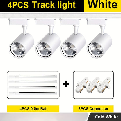 4pcs Track Light AC175-265V Set LED Track Lighting Rail Lamp LED Spot 12W 20W 30W 40W Store Home Lights