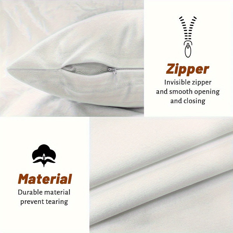 4pcs Festive Velvet Throw Pillow Covers, Christmas Santa, Reindeer, Snowman, and Tree Designs, Soft Comfortable Cushion Cases for Home Sofa and Bed Decor, Contemporary Style, Zippered Linen Fabric, Machine Washable