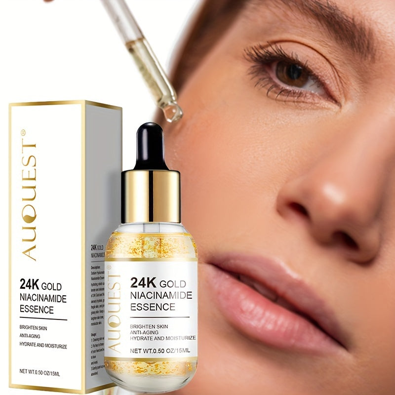 15ml 24K Golden Niacinamide Essence Facial Serum Improve Skin Tone Vitamin C Hyaluronic Acid Collagen 24K Golden Face Serum