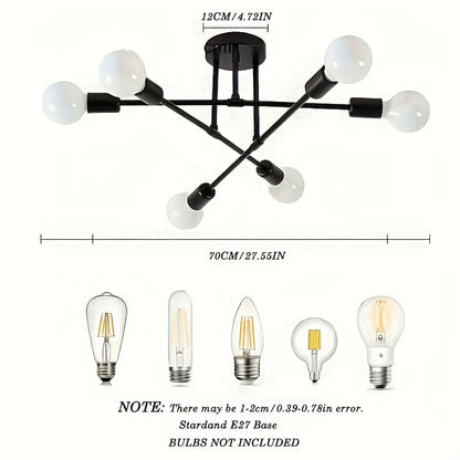 A Modern Artificial Satellite Chandelier with 6 Light Ceiling Fixtures, Featuring E27/E26 Bulb Sockets, Suitable for Bedrooms, Dining Rooms, Kitchens, And Offices.