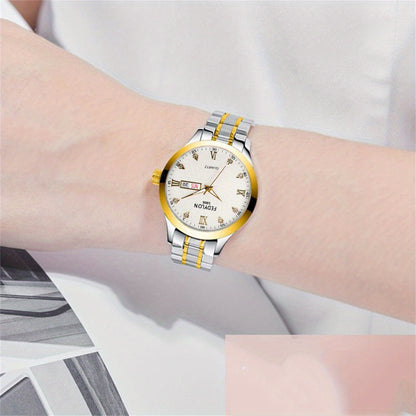 Luxury Rhinestone Decor Quartz Watch Waterproof Calendar Luminous Analog Wristwatch For Daily Life Business Travel Vacation Date Watch