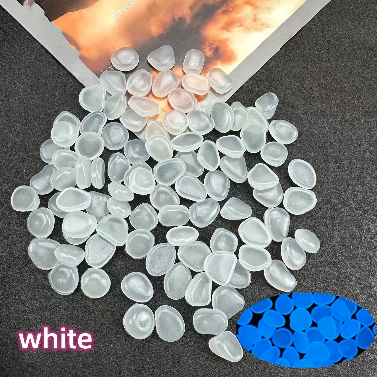 100pcs/500pcs Outdoor Luminous Miniature Pebbles, Garden Potted Mini Garden Accessories, Garden Decoration, Garden Supplies, Wedding Party Decoration, Festival Supplies, Garden Aquarium Dark Glow-in-the Dark Luminous Stone! (