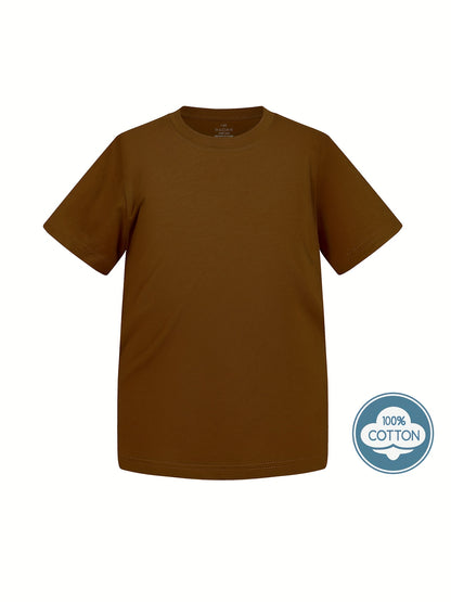 Kid's Solid Color T-shirt, Casual Short Sleeve Top, Boy's Tee For Summer