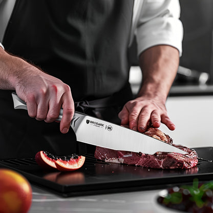 Brodark Kitchen Knife Set With Block, 15pcs Knife Block Set With Built-in Sharpener, Stainless Steel Knives Set For Kitchen, NSF Certified Kitchen Knives, Shark Series