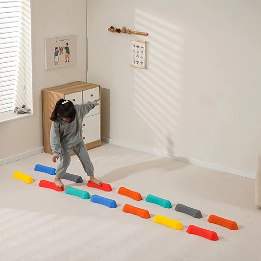 8pcs Kids Balance Stepping Stones Set, Multicolor Plastic Balance Blocks, for Coordination, Gross Motor Skills Development, with Indoor/Outdoor Fitness Obstacle Course for Children Ages 3-12