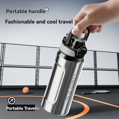 32oz nRMEi Insulated Stainless Steel Water Bottle with Pop-Up Lid, Handle & Straw - 316 Stainless Steel, BPA-Free, 4-Season Hot/Cold Retention, Large Capacity for Outdoor, Travel, Everyday Use, Insulated Water Bottle, Sleek M