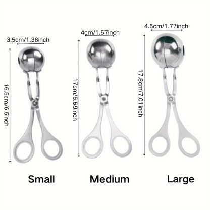 1pc Stainless Steel Meat Ballers With Anti-Slip Handles, None-Stick Meat Baller Tongs, Meatball Scoop, Ball Makers Mold, Cake Pops Meatball Maker, Ice Tongs, Dough Scoops For Kitchen Tools, Kitchen Supplies
